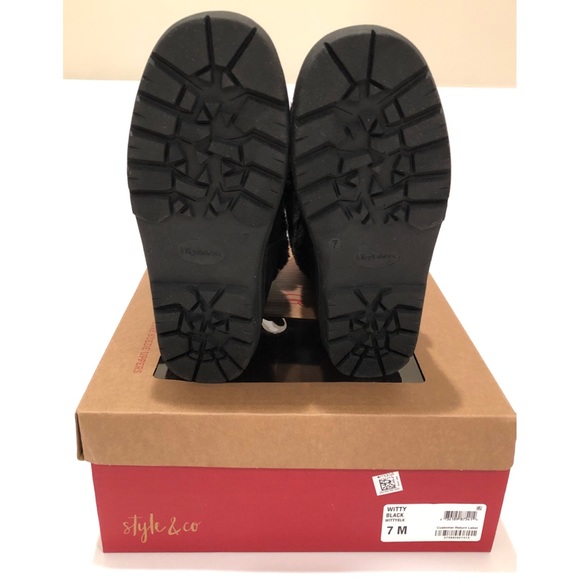 NWT Style & Co Witty Black Suede Faux Fur Boots Size 7 New in Box - Picture 8 of 9